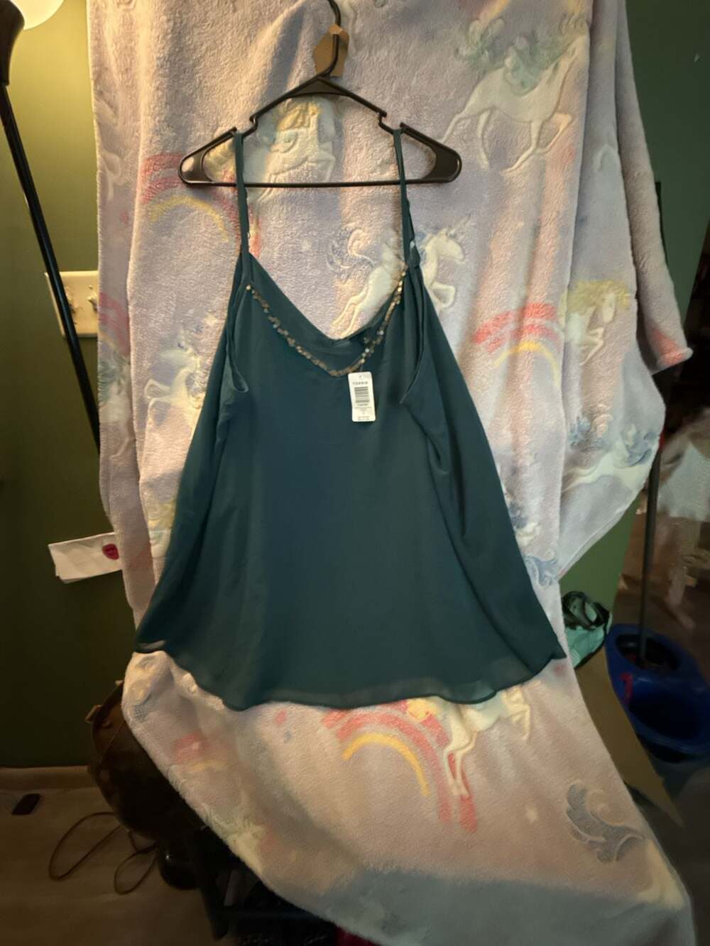 Torrid Deep Teal Flowy Cami W/Sequin Size 3 New With Tags